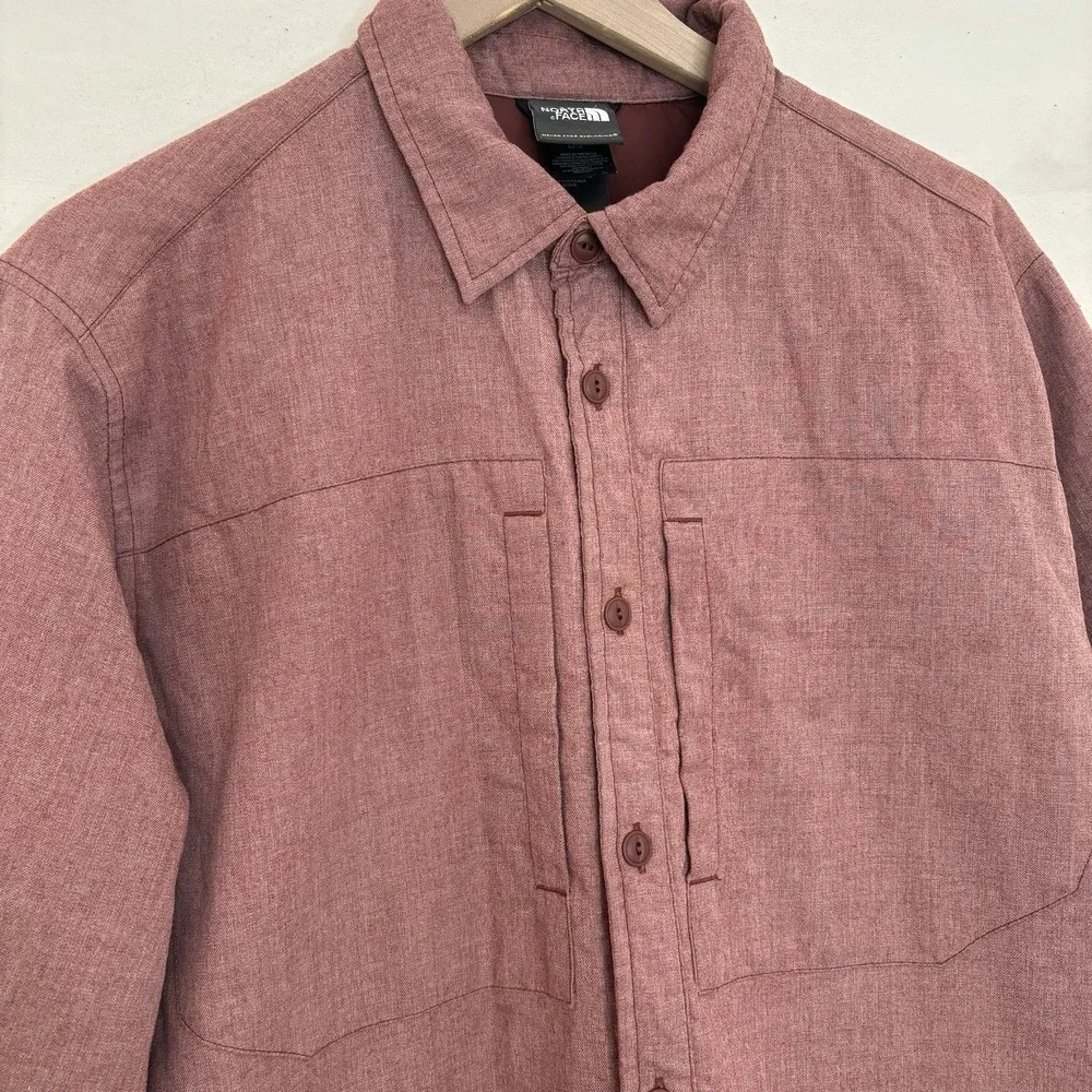 The North Face Button Down‎ Shirt Shacket Large Maroon Lined Insulated Gorpcore